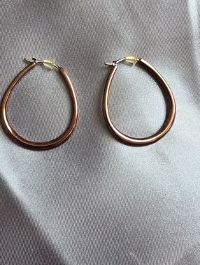 Vintage Fossil Steel Oval Hoop Earring Bronze Color